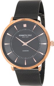Kenneth Cole KENNETH COLE Men's 3-Hand Diamond Mesh Strap Watch, 45mm