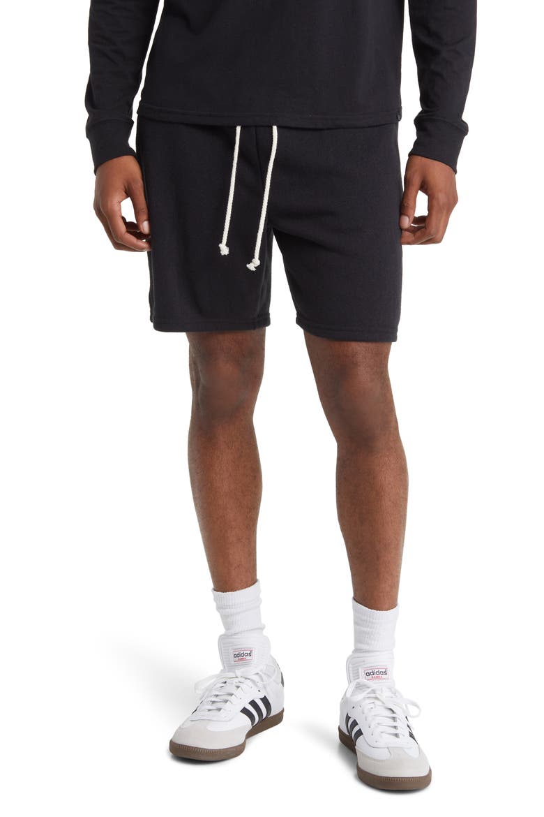 Garrett Drawstring Fleece Shorts, Main, color, BLACK