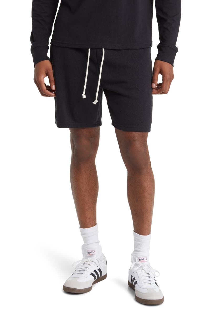 Threads 4 Thought Garrett Drawstring Fleece Shorts, Main, color, Black