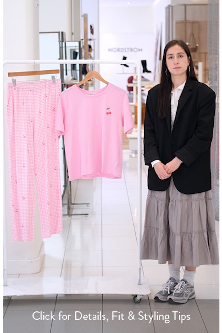 Bonnie Cherry Print Cotton Pajama Top & Pants Set video