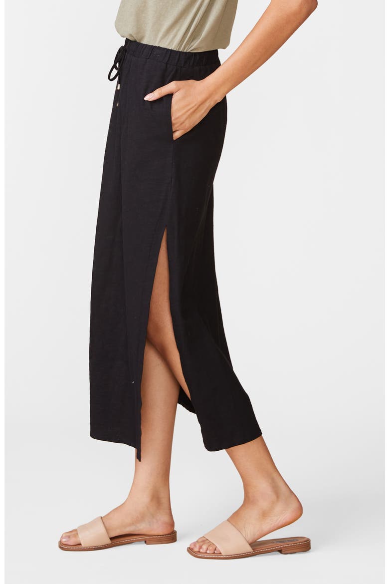 Side Slit Slub Maxi Skirt, Alternate, color, BLACK