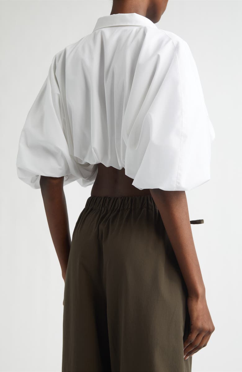 renaissance renaissance Tiny Crop Cotton Poplin Button-Up Bubble Shirt, Alternate, color, 