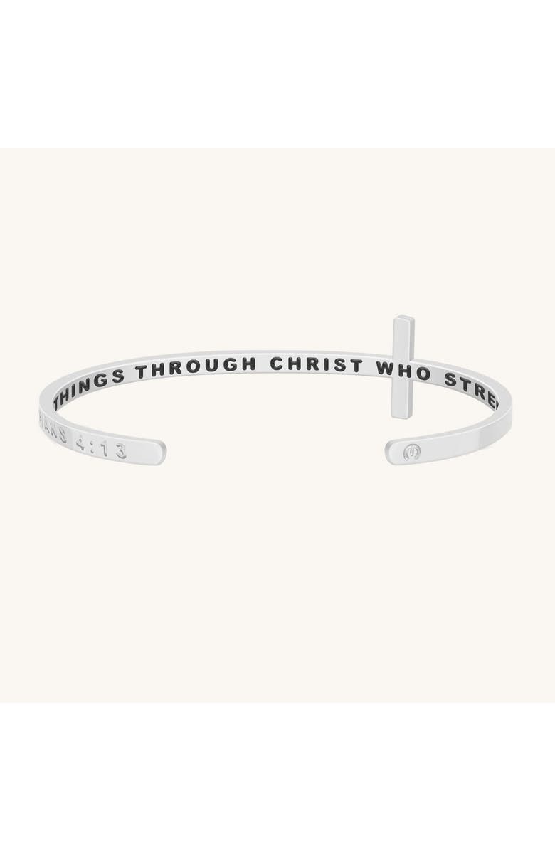 Mantra The Cross Bracelet, Main, color, Philippians 4:13 - Silver