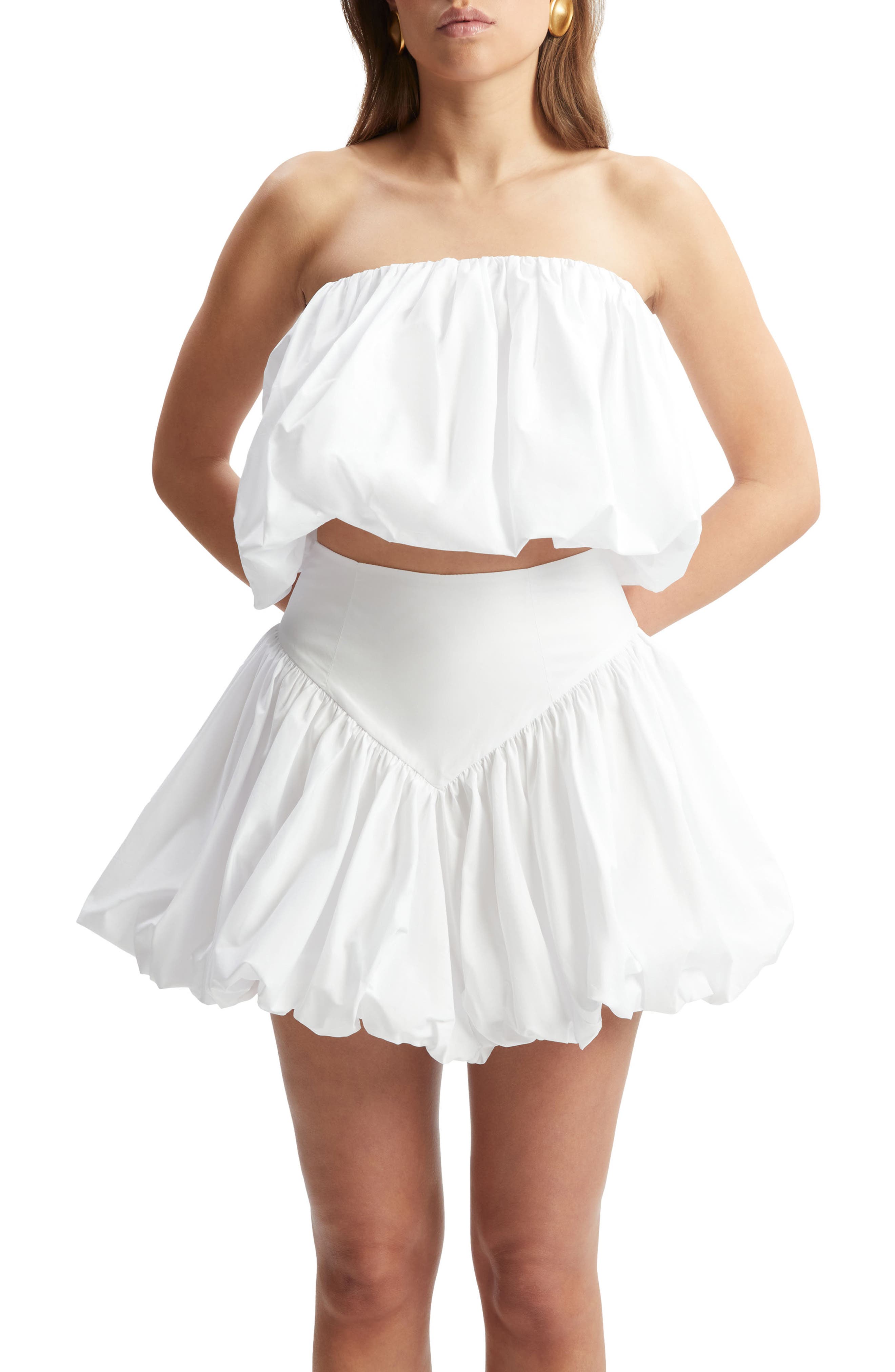 Bardot Lissett Cotton Poplin Strapless Balloon Top