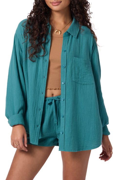 Leni Oversize Cotton Gauze Button-Up Shirt