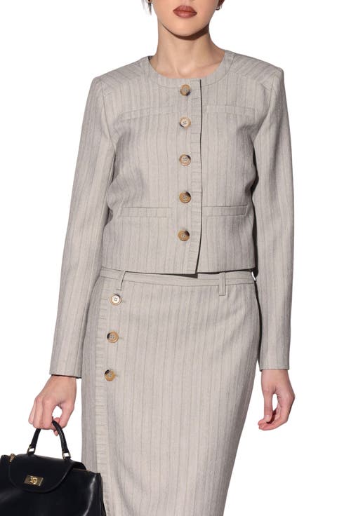 Trina Pinstripe Cropped Jacket