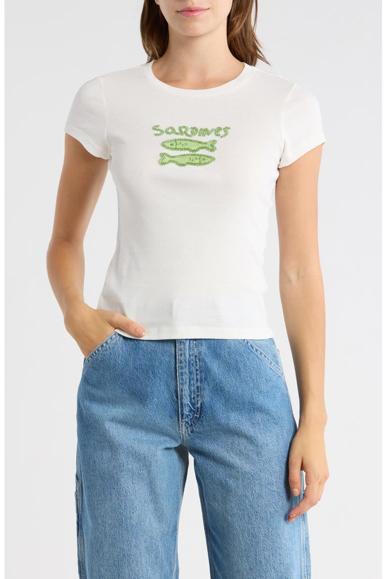 Embroidered Baby Tee, Main, color, IVORY