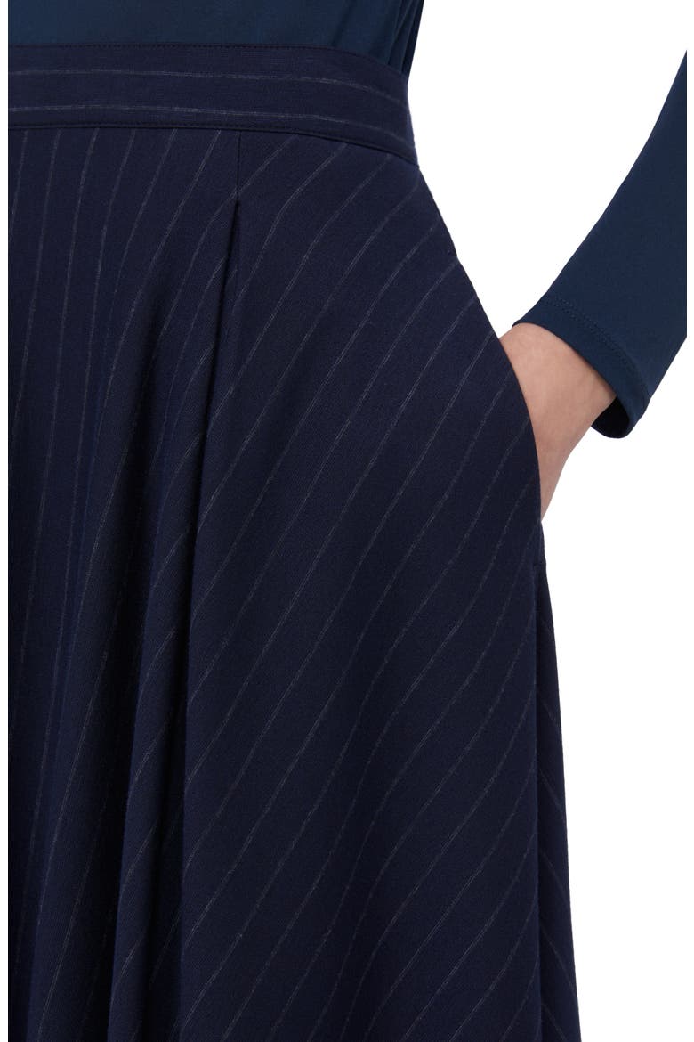 Pelota Stripe Jersey Midi Skirt, Alternate, color, MIDNIGHT BLUE