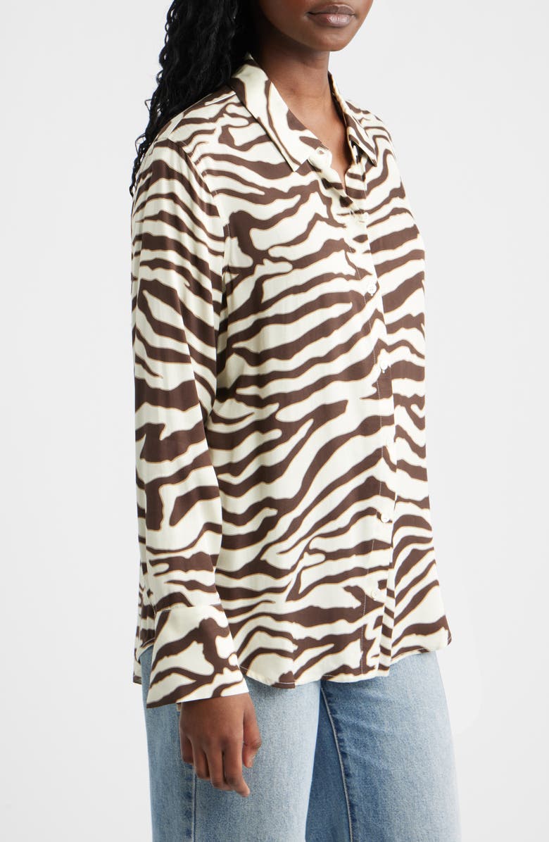 Rails Saige Zebra Stripe Button-Up Shirt, Alternate, color, Espresso Zebra