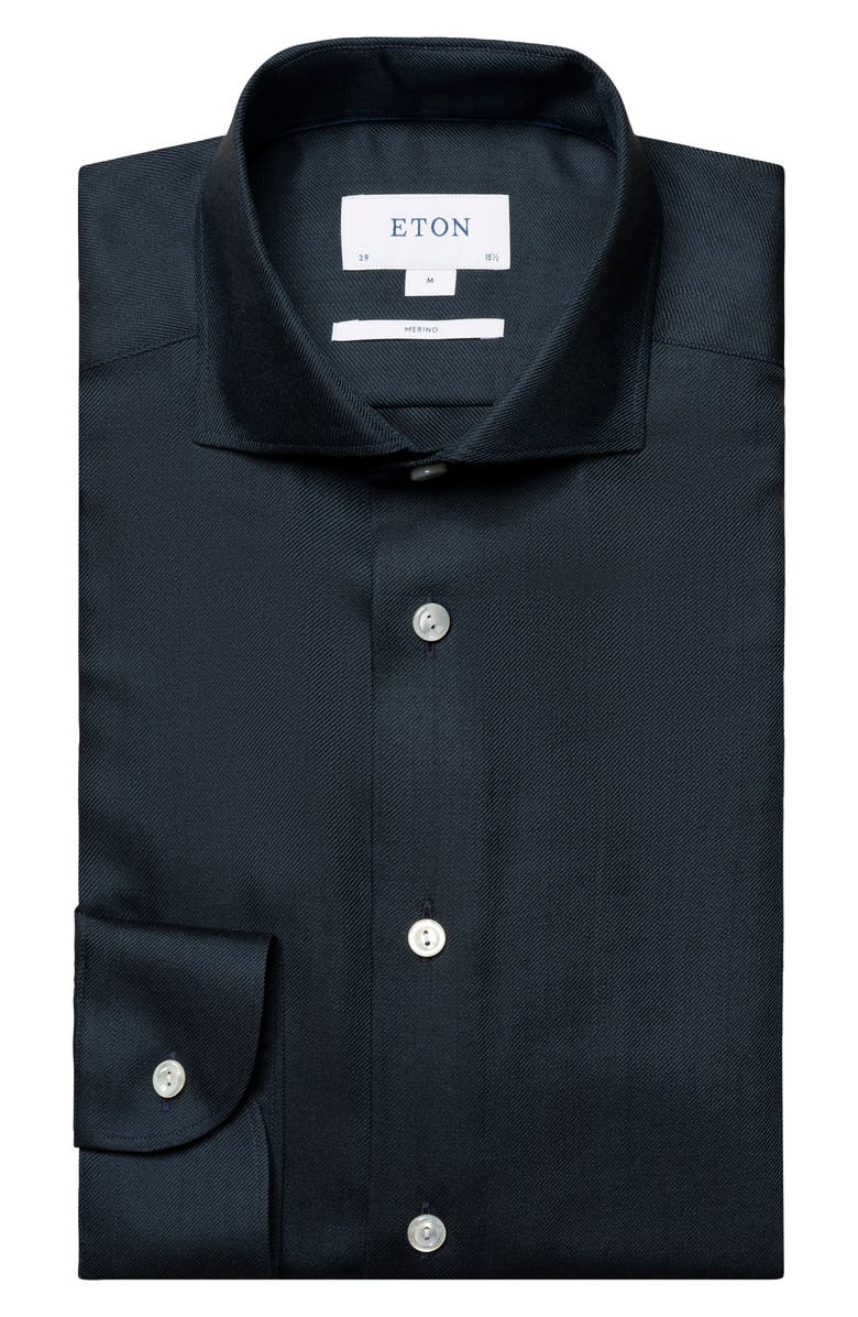 Eton Contemporary Fit Solid Merino Wool Dress Shirt, Alternate, color,