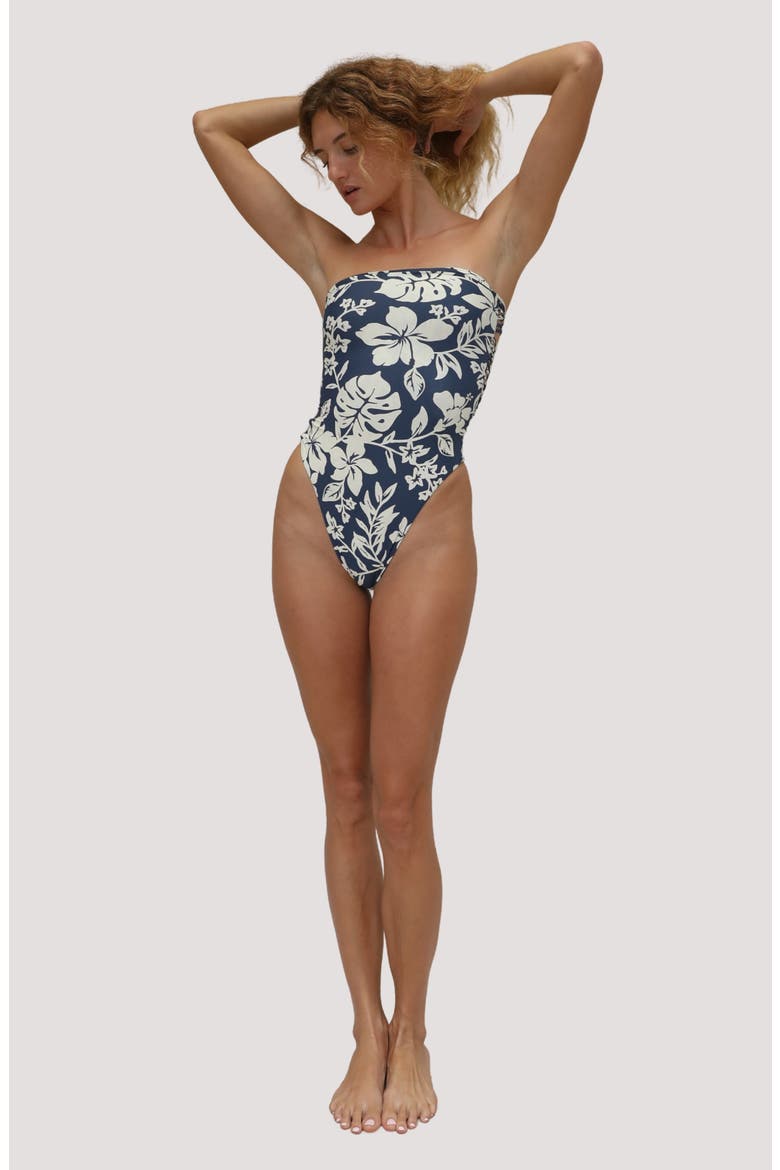 Paola Macramé Strapless One-Piece Swimsuit, Alternate, color, HIBISCO