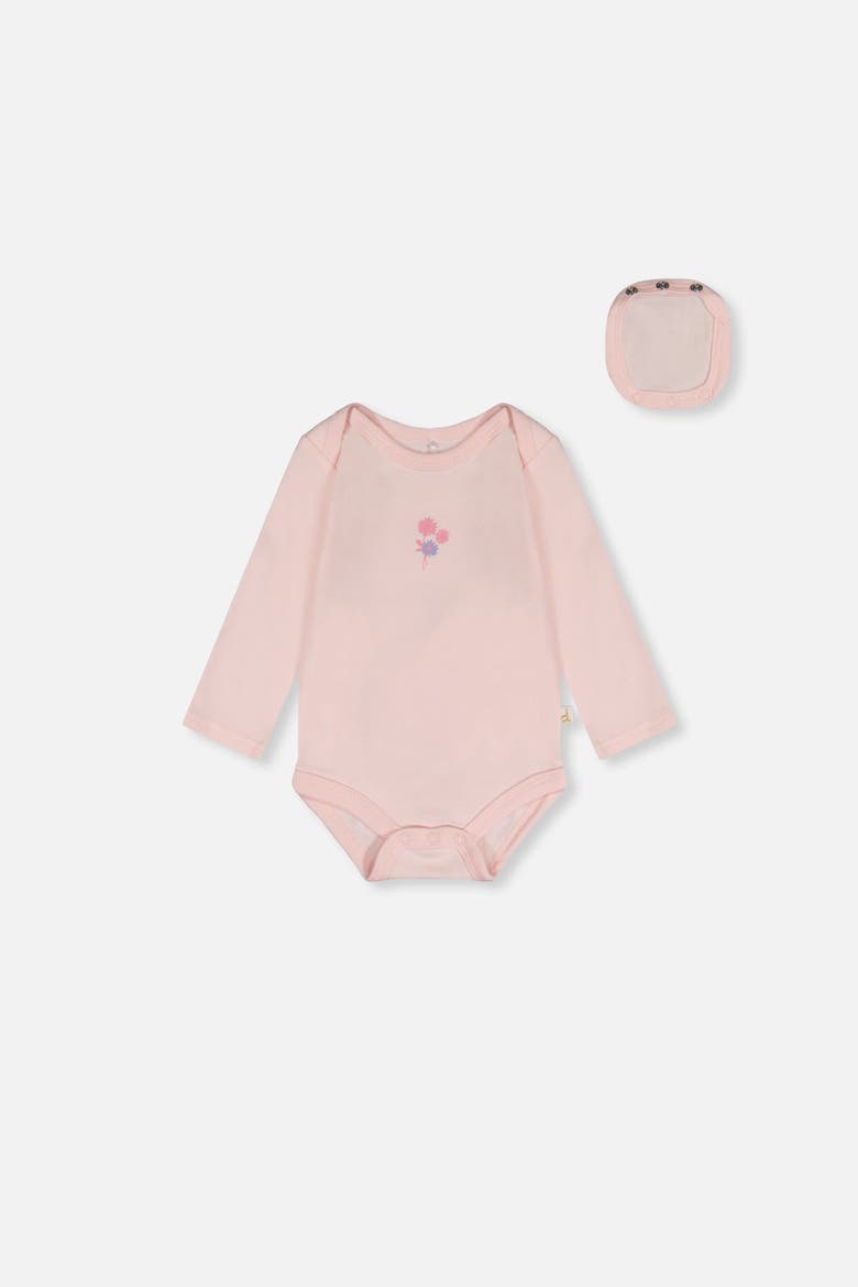 Organic Cotton Long Sleeve Flower Romper, Main, color, Very Pale Pink