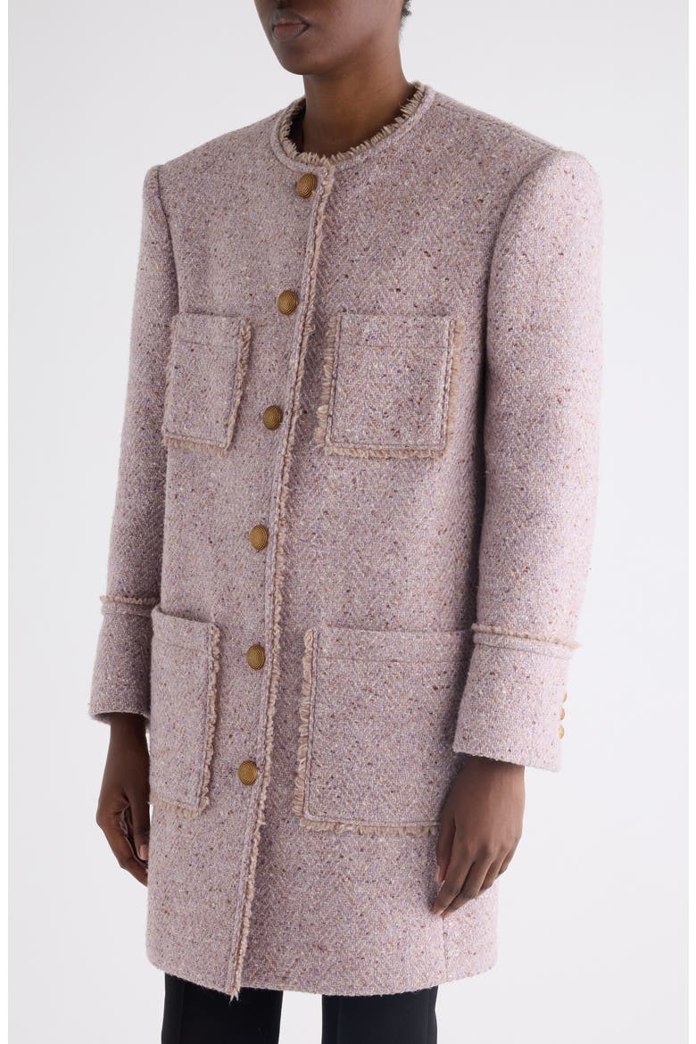 Fringe Wool Blend Tweed Herringbone Jacket, Alternate, color, SILKY VIOLET