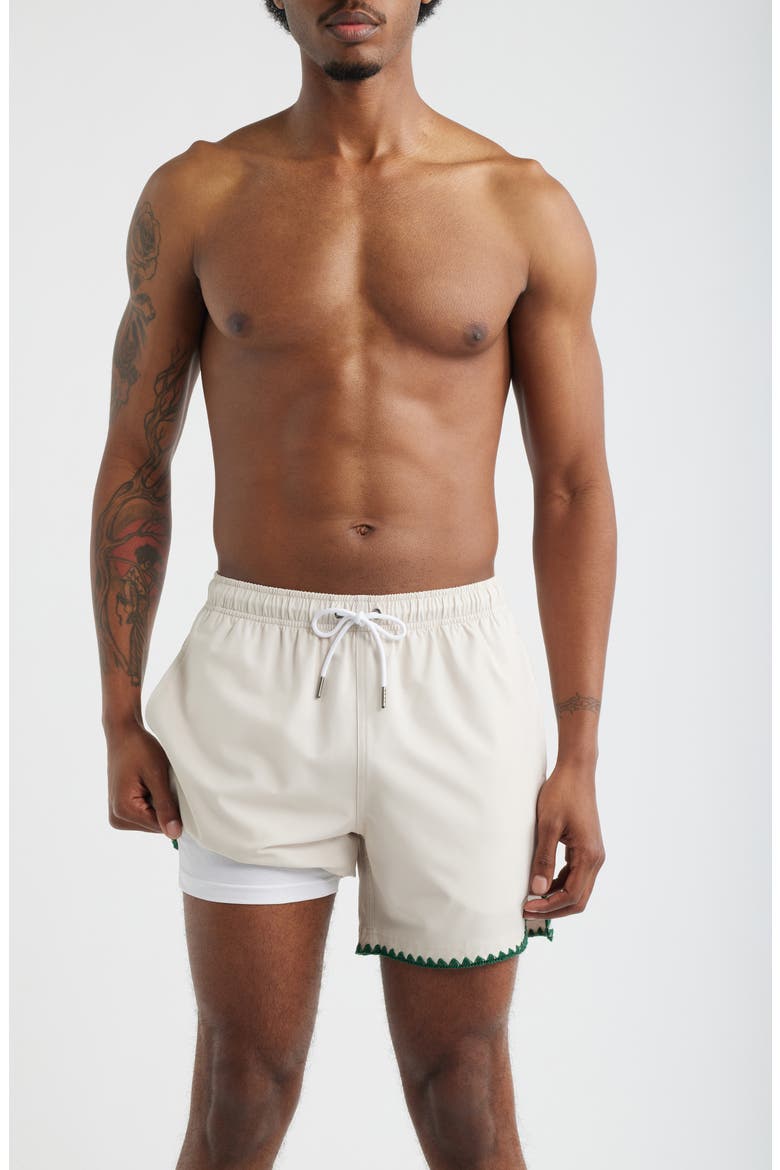 Golf Ball Stitch Swim Trunks, Alternate, color, WHITE