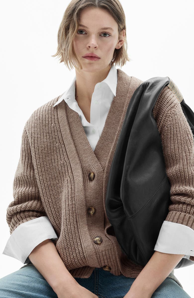 MANGO Oversize V-Neck Cardigan, Alternate, color,