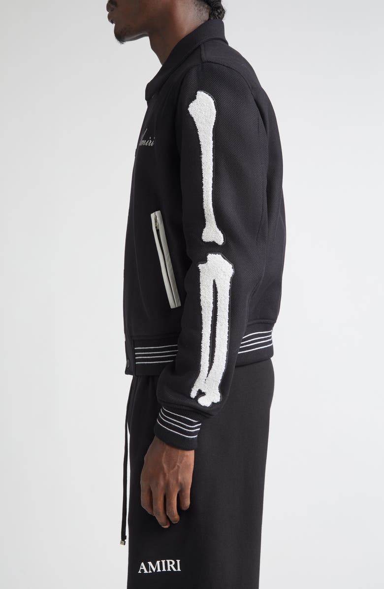 AMIRI Bones Wool Blend Varsity Jacket, Alternate, color, Black White