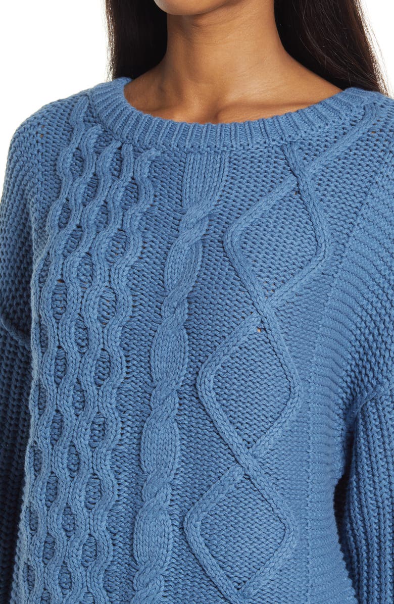 Free People Dream Cable Crewneck Sweater, Alternate, color, 