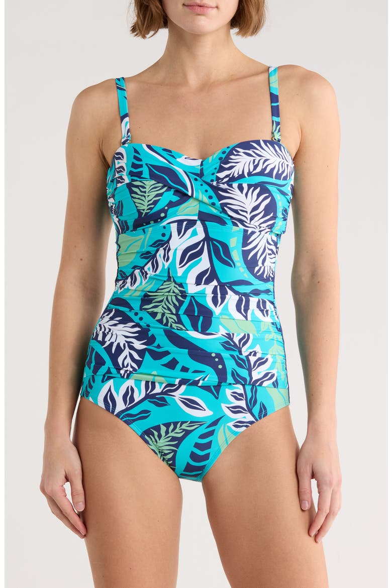 Flora Bandeau One-Piece Swimsuit, Main, color, CALYPSO BLUE