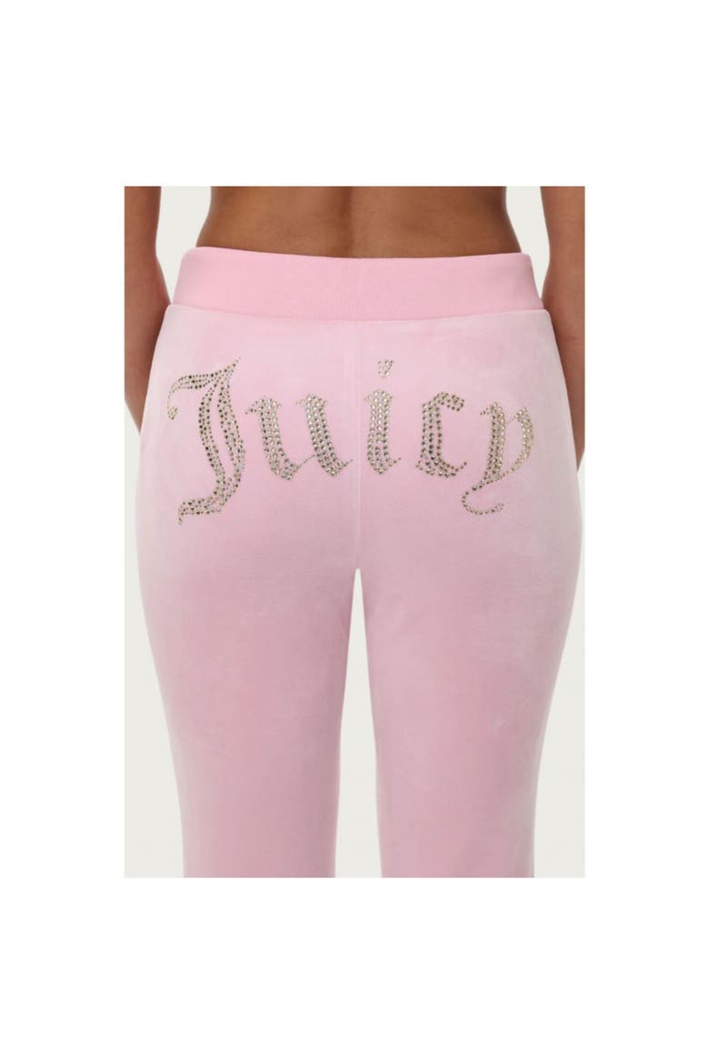 Rib Waist Long Velour Pant With Back Bling, Whisper Pink, Alternate, color, WHISPER PINK