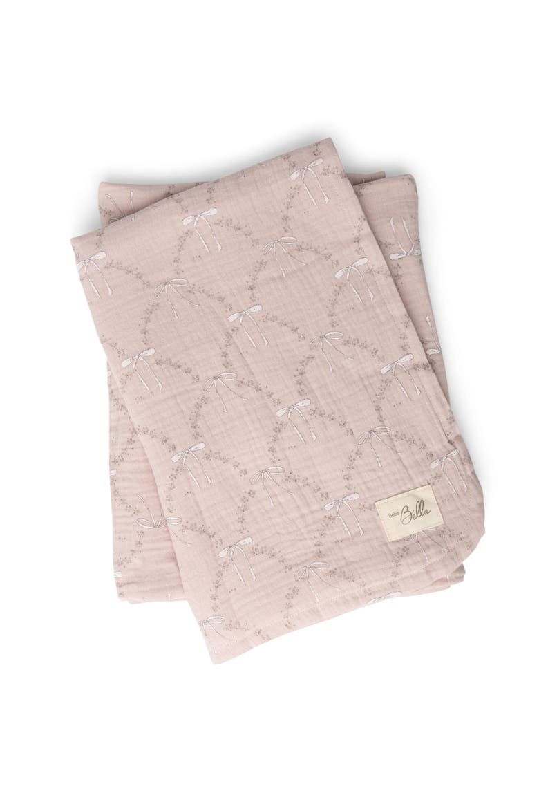 Bow Print Cotton Knit Swaddle, Main, color, Primrose