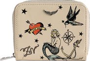 Zadig & Voltaire Mini ZV Tattoo Leather Zip Around Wallet