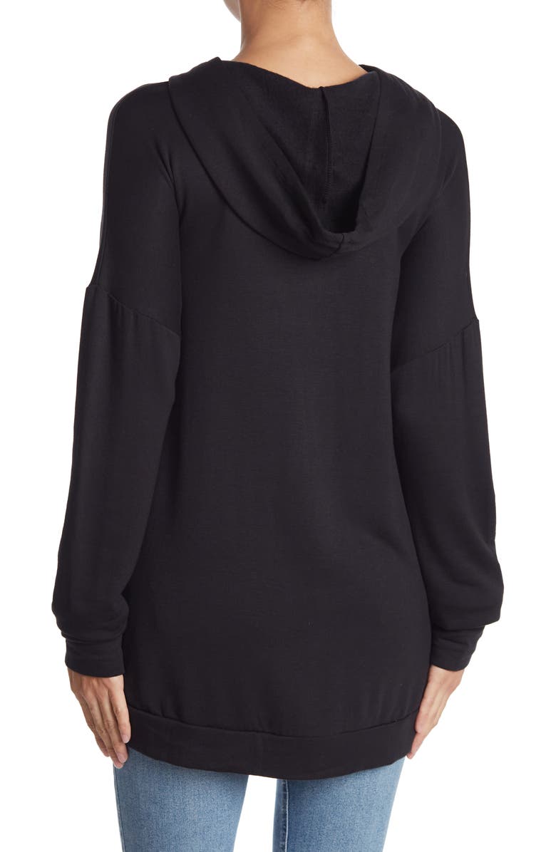 GO COUTURE Asymmetric Dolman Sweatshirt, Alternate, color, Black Print 1