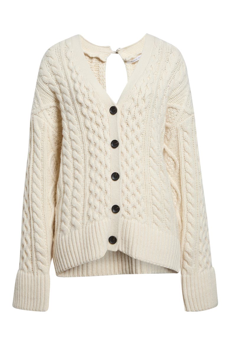 Tear Drop Aran Cardigan, Alternate, color, PEARL