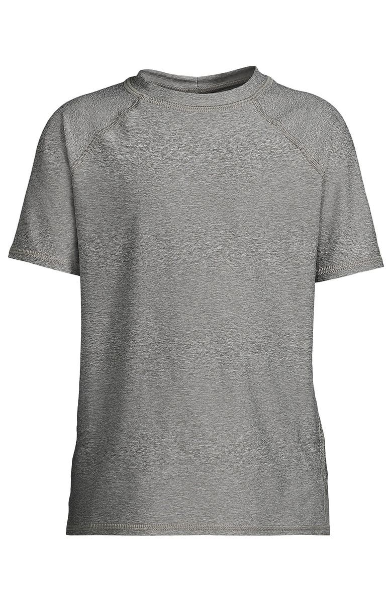 Lands' End Boys Short Sleeve UPF 50 Sun Protection Rash Guard, Alternate, color, Gray Heather