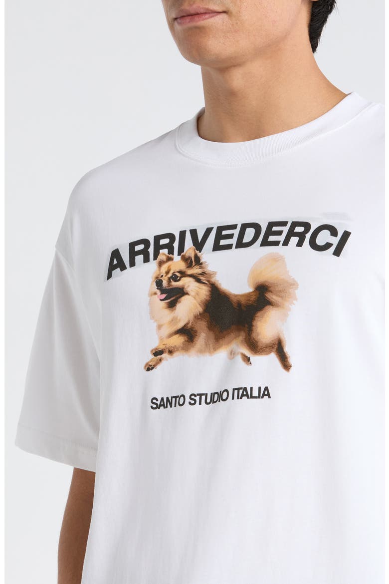 Arrivederci Drappo Boxy Fit Cotton Graphic T-Shirt, Alternate, color, WHITE