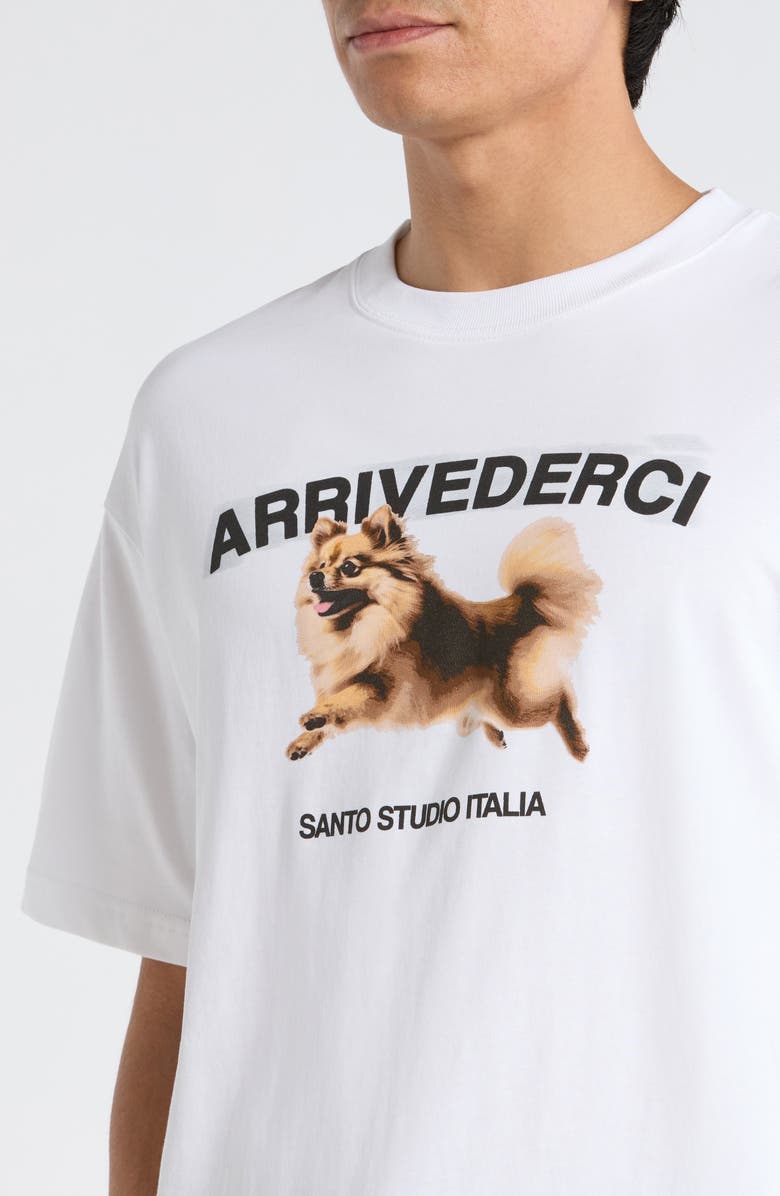 SANTO STUDIO Arrivederci Drappo Boxy Fit Cotton Graphic T-Shirt, Alternate, color, White