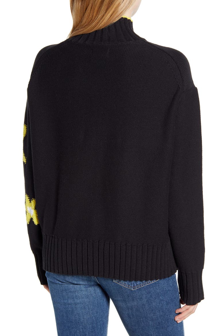 Floral Turtleneck Sweater, Alternate, color, BLACK