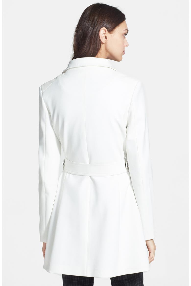 Fit & Flare Moto Trench Coat, Alternate, color, WHITE