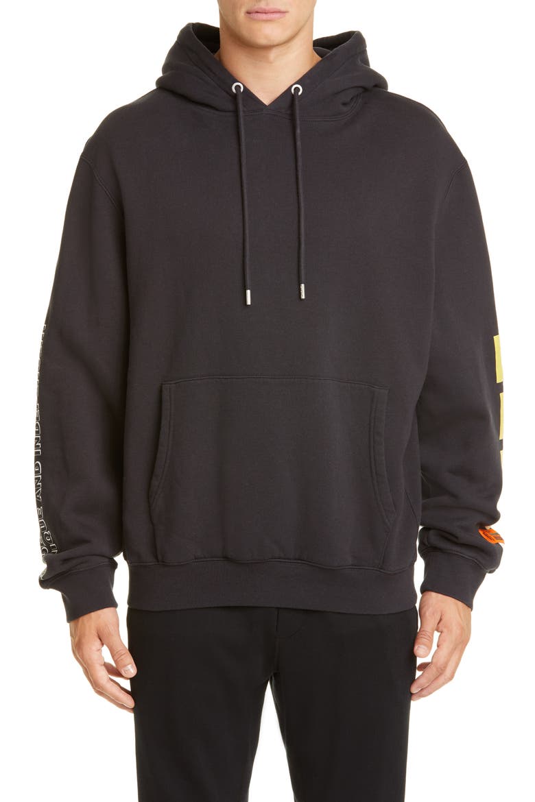 Skull Graphic Hooded Sweatshirt, Main, color, OFF BLACK