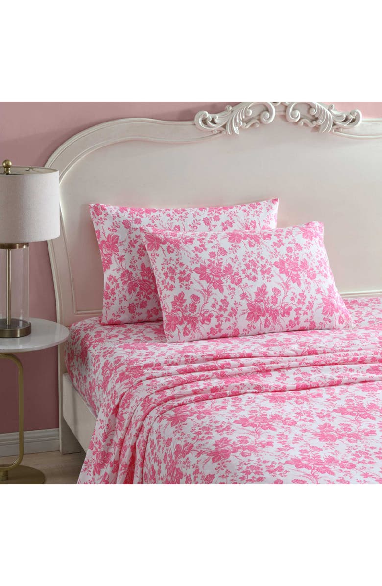 Betsey Johnson Toile Sheet Set, Alternate, color, Pink