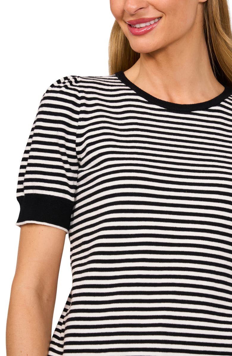 CeCe Stripe Short Sleeve Sweater, Alternate, color, 