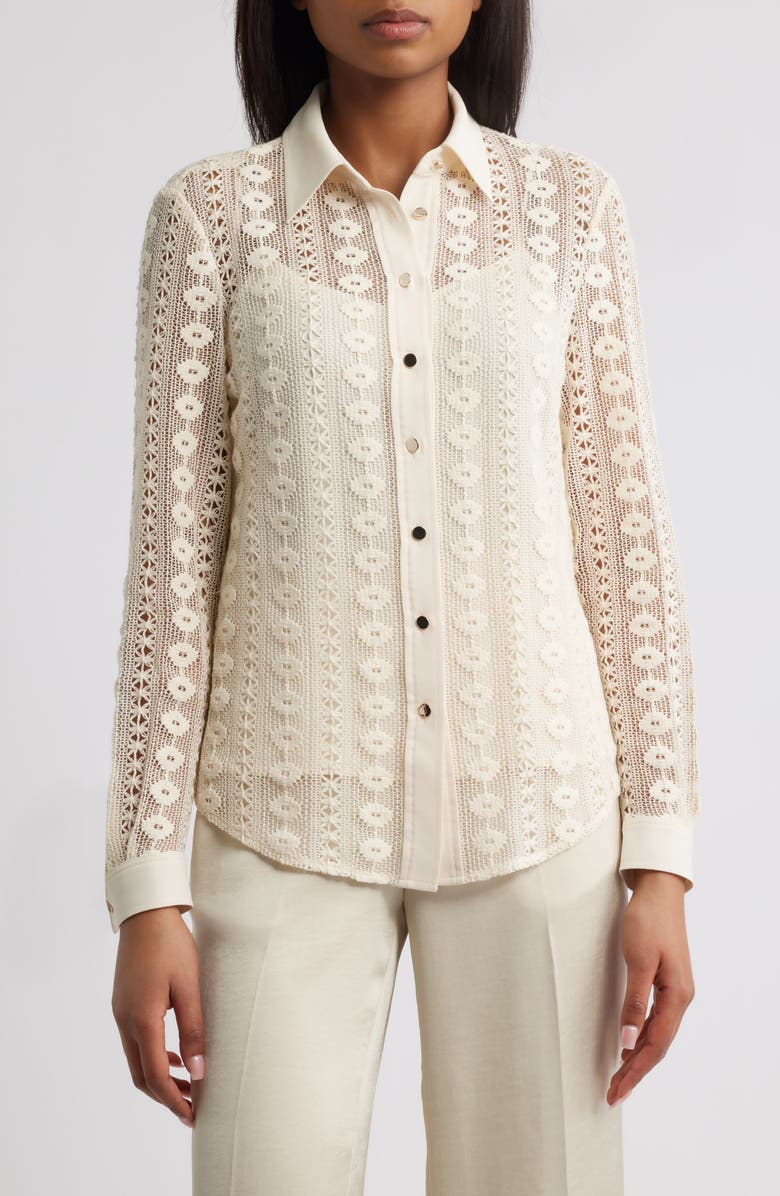 Anne Klein Open Stitch Shirt, Main, color, 