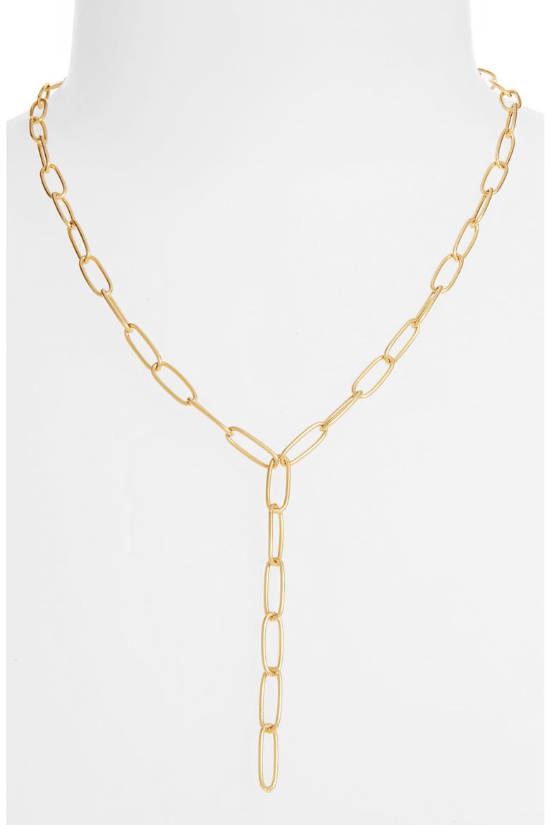 Paper Clip Y-Necklace, Alternate, color, VINTAGE GOLD