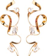 Sterling King Crystal Ribbon Drop Earrings