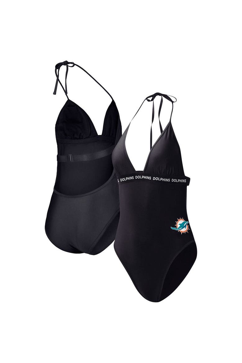 Women's G-III 4Her by Carl Banks Black Miami Dolphins Full Count One-Piece Swimsuit, Main, color, Black