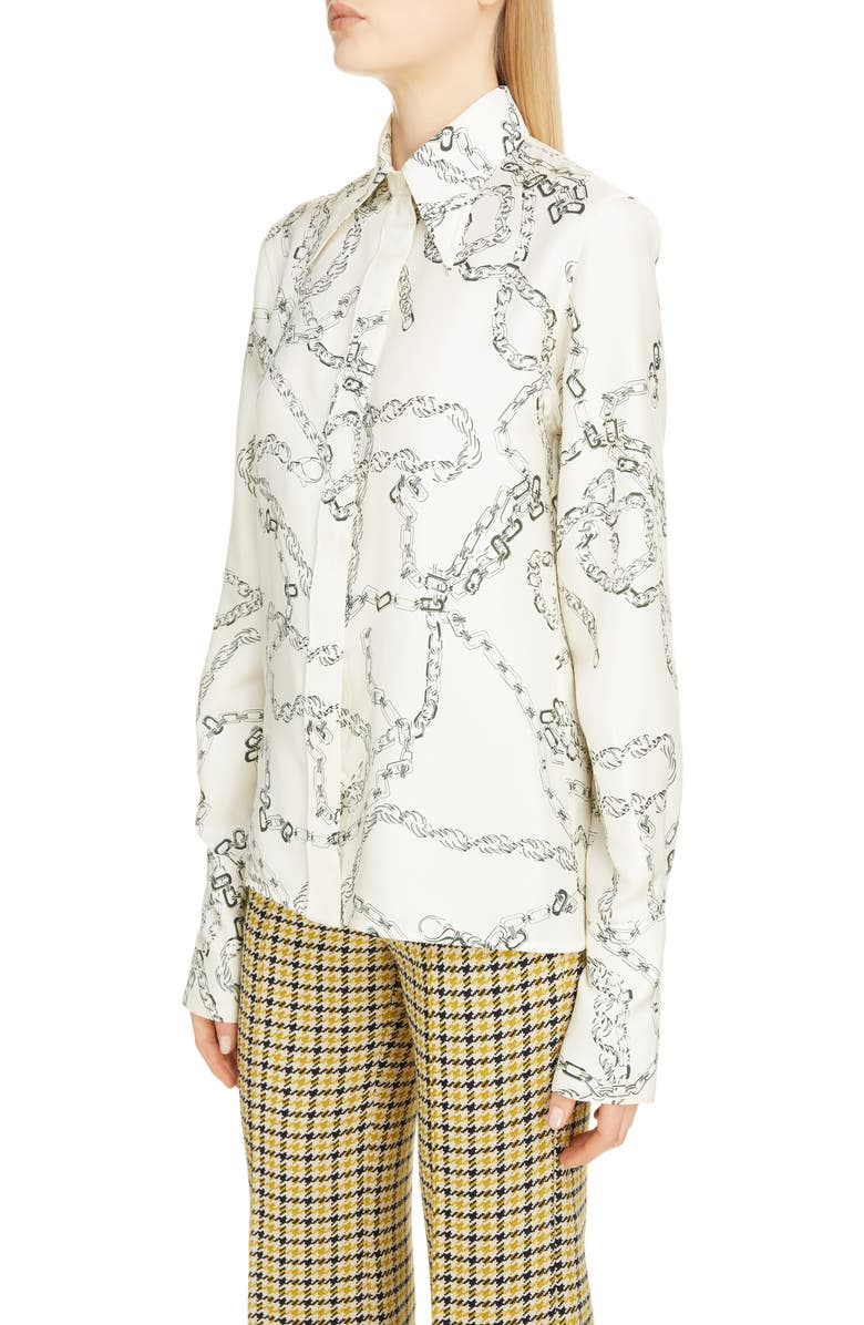 Victoria Beckham Chain Print Silk Shirt, Alternate, color,