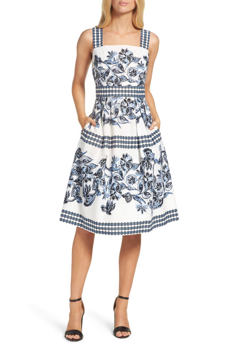 Fit & Flare Dress, Main, color, BLUE MULTI
