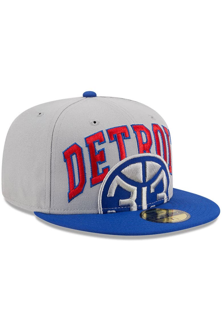 Men's New Era Gray/Blue Detroit Pistons Tip-Off Two-Tone 59FIFTY Fitted Hat, Alternate, color, Gray