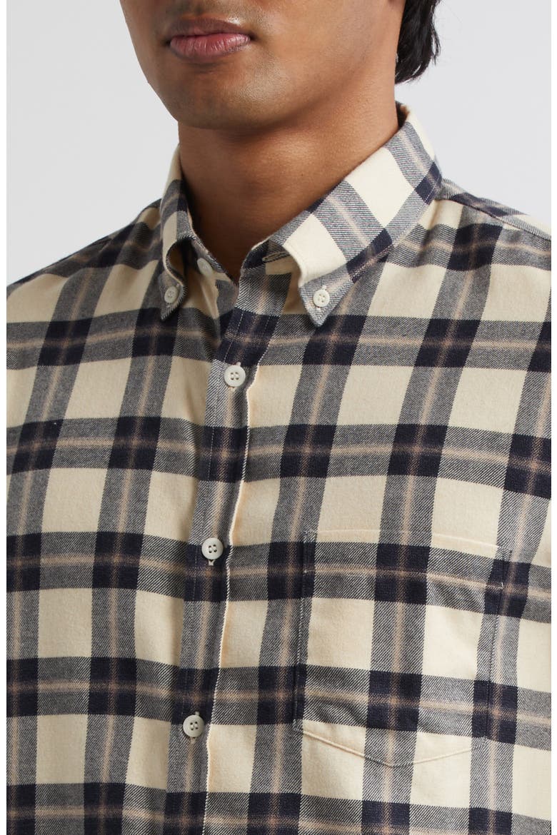 Check Brushed Cotton Flannel Button-Down Shirt, Alternate, color, ECRU/ TRUFFLE CHECK