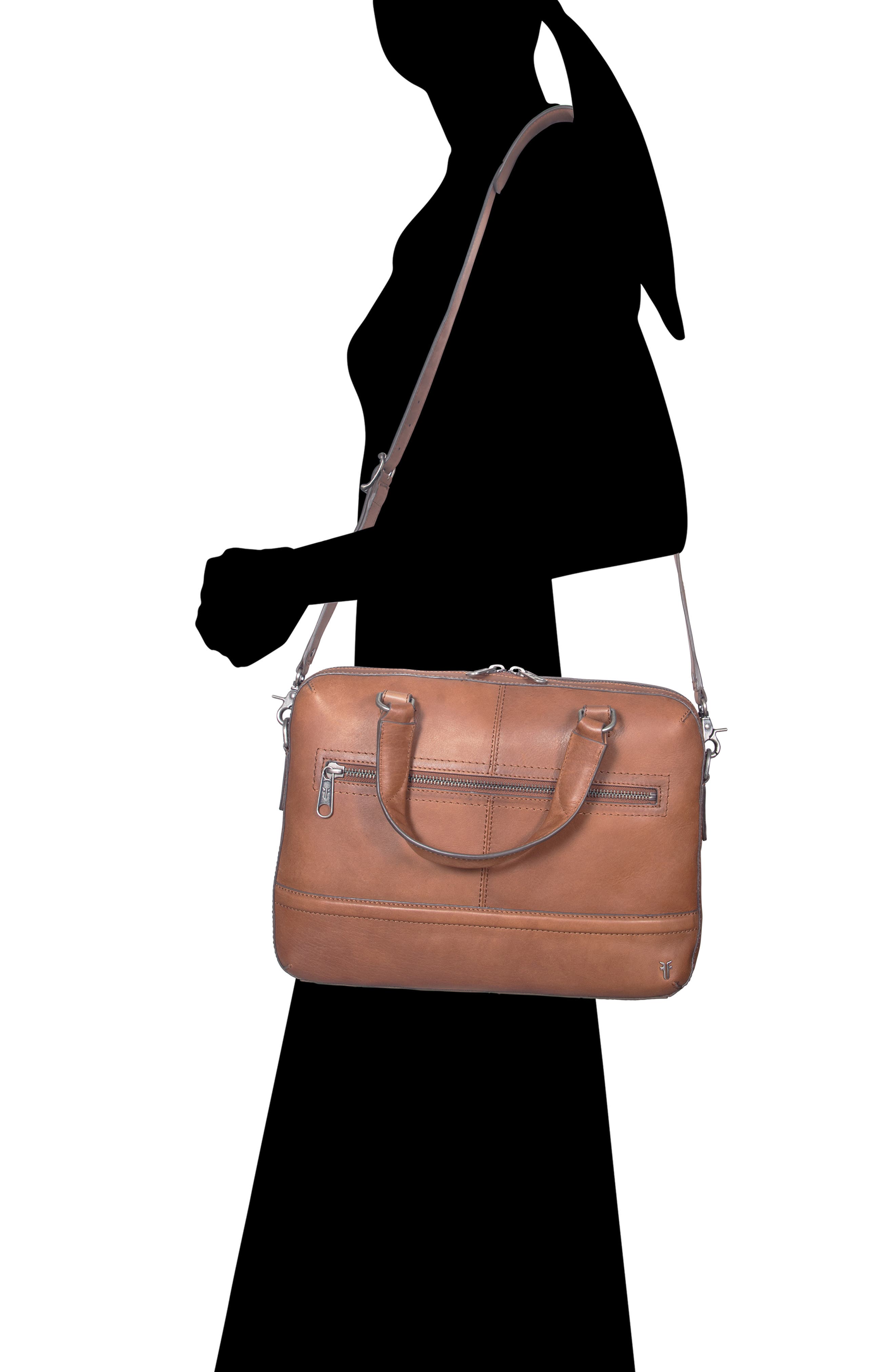 Frye Nash Leather Briefcase, Alternate, color, Cognac