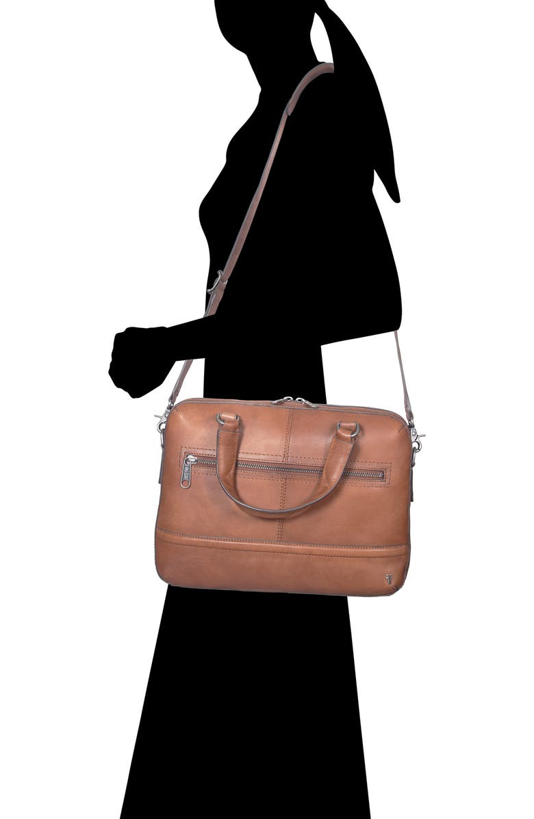 Frye Nash Leather Briefcase, Alternate, color, Cognac