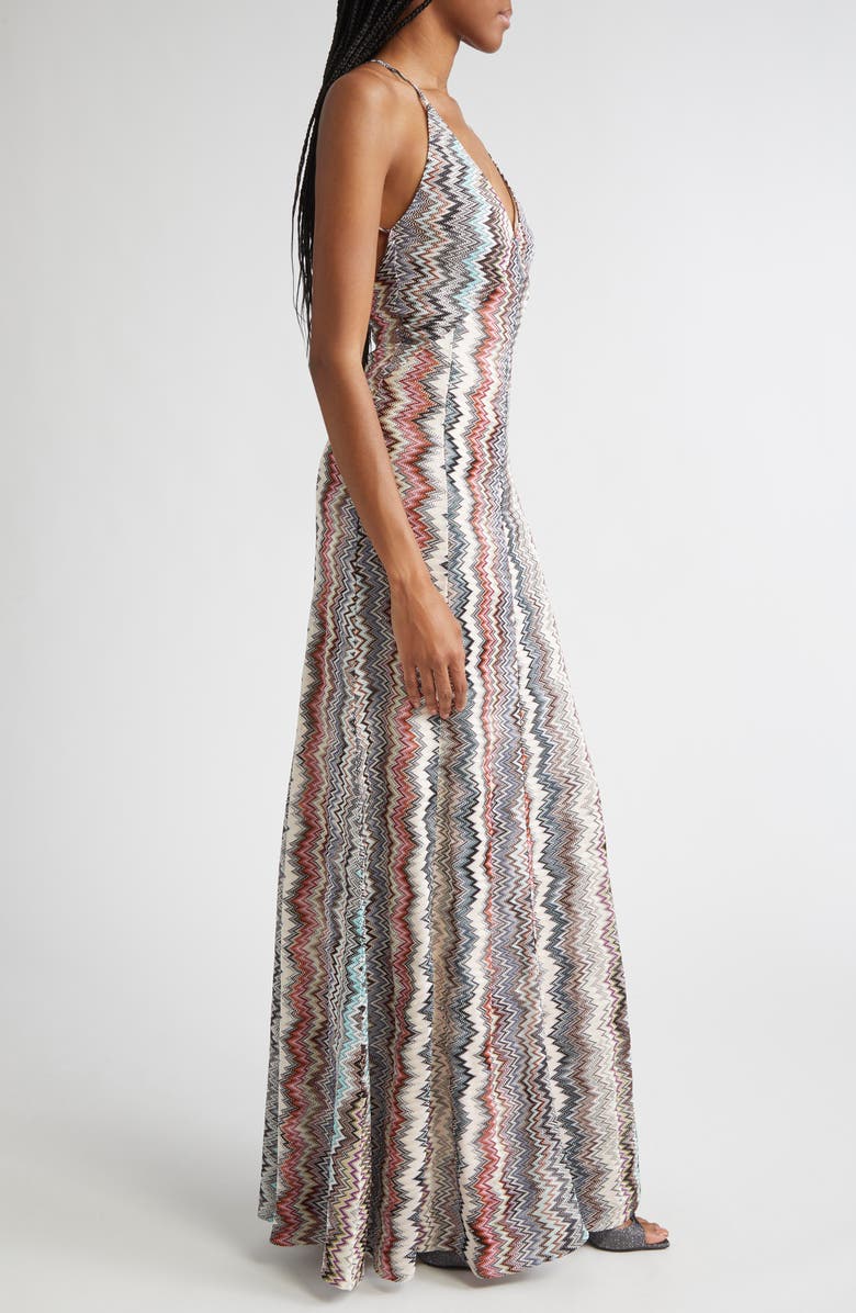 Missoni Zigzag Stripe Knit Maxi Dress, Alternate, color, Multi White Blue Brown