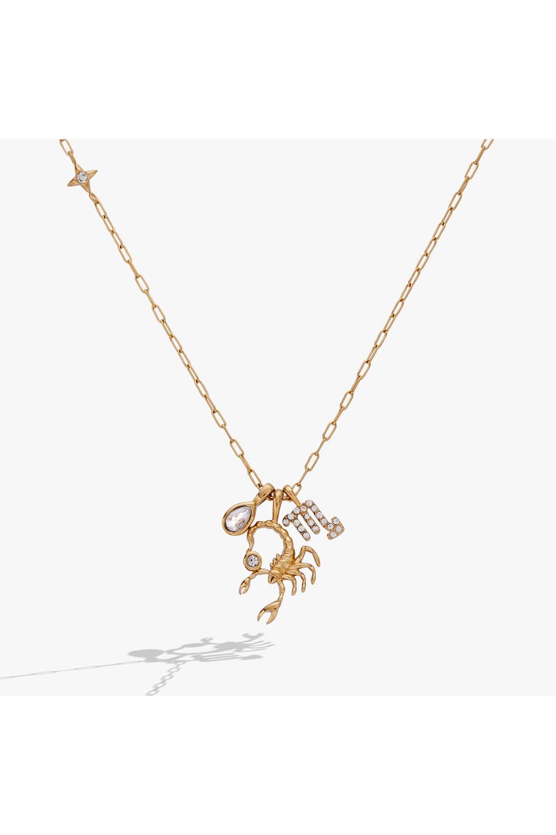 Scorpio Zodiac Charm Cluster Necklace, Main, color, Gold
