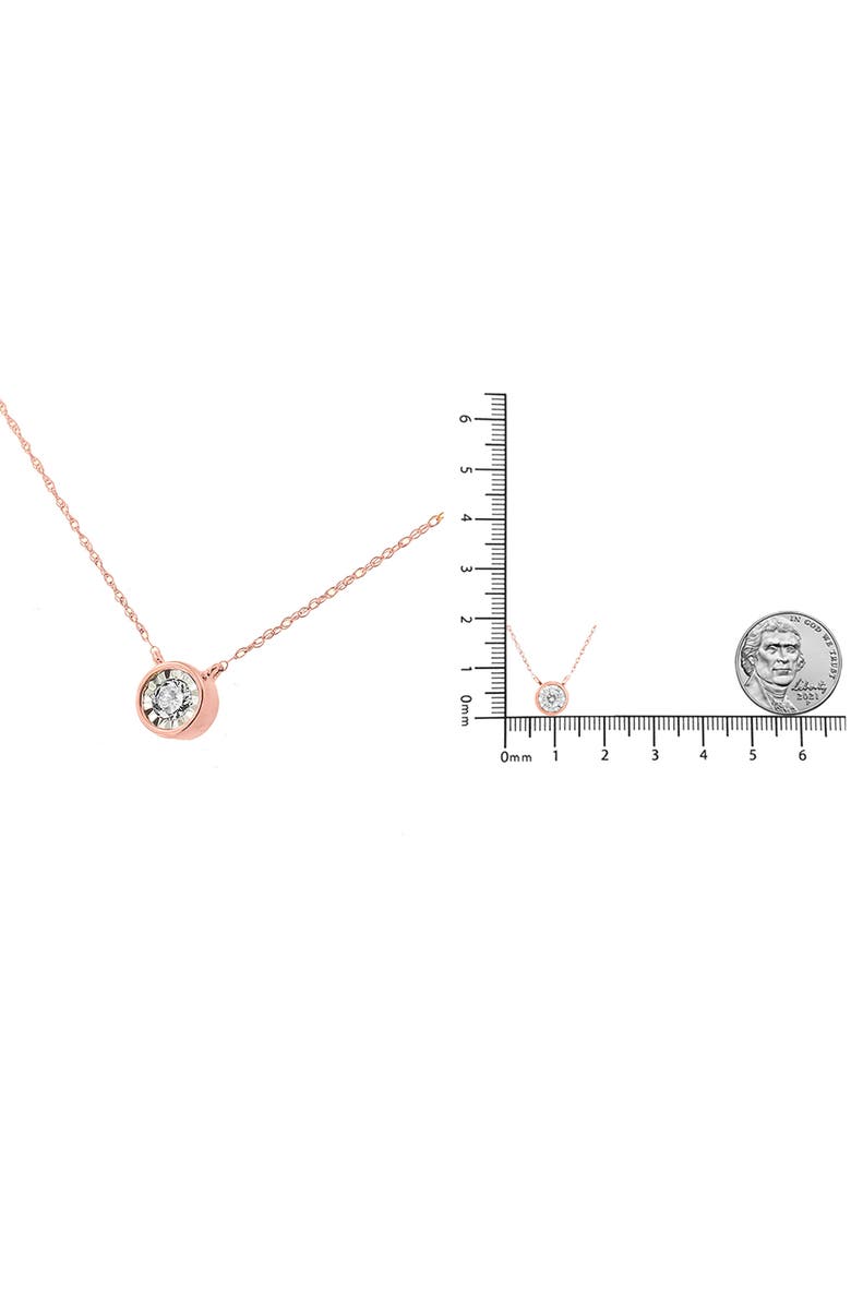 Haus of Brilliance 10K Gold 1/5 cttw Diamond Round Bezel Necklace Pendant, Alternate, color, Rose Gold