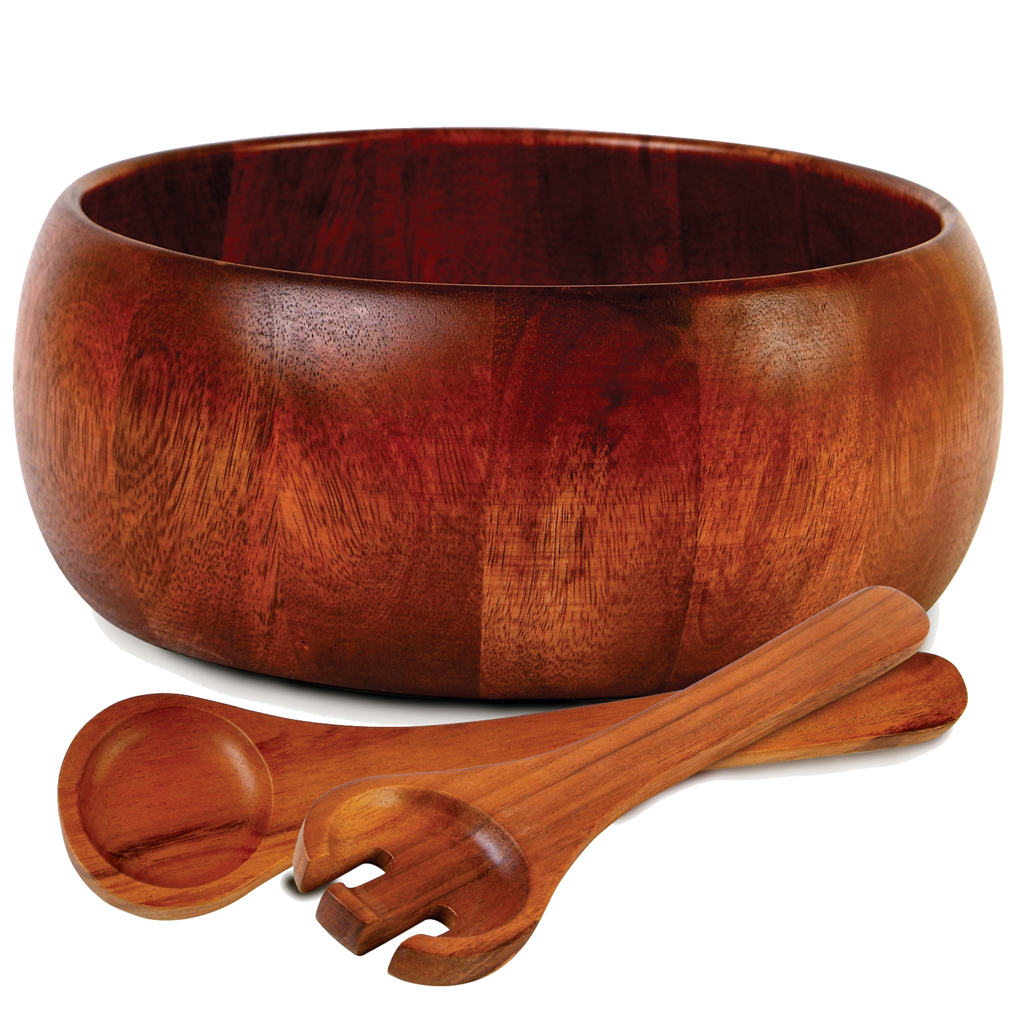 Gibson Home Laroda 3-Piece Salad Bowl Set, Brown Wood - Brown