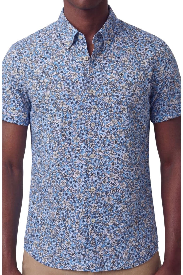 Floral Field Mens Printed Button Up Shirt, Alternate, color, FLORAL FIELD BLUE